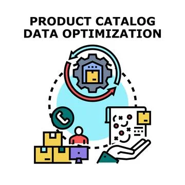 Product catalog data optimization digital business process Stock Illustration