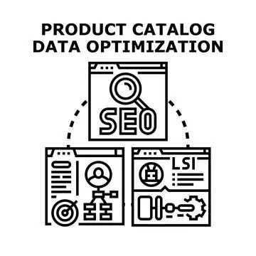 Product catalog data optimization process with seo and lsi strategy Stock Illustration