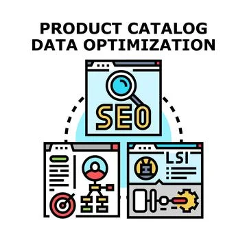 Product catalog data optimization process with seo and lsi strategy 库存插图