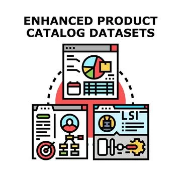 Product catalog datasets enhancing digital business marketing Stockillustratie