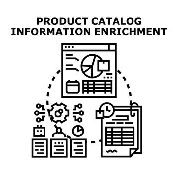 Product catalog information enrichment process optimizing data Stock Illustration