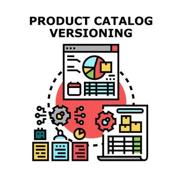 Product catalog versioning managing information and updates Stock Illustration
