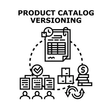 Product catalog versioning process strategy management Stock-Illustration