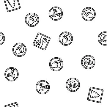 Product caution label warning seamless pattern vector Stock Illustration