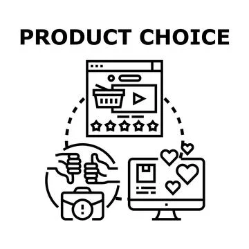 Product choice decision making online shopping evaluation Stock Illustration
