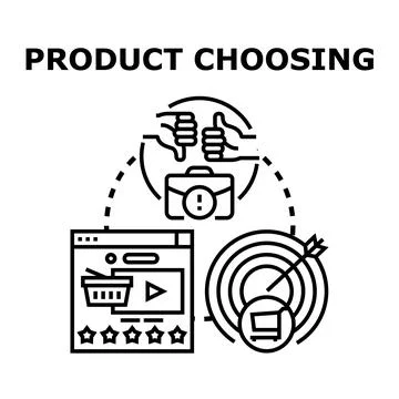 Product choosing process strategy making decision vector Stock Illustration