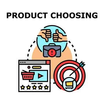 Product choosing process strategy making decision vector Stock Illustration