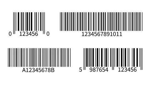 Product code. Line bar stickers with barcode for scan uniquecode bars retail Stock-Illustration