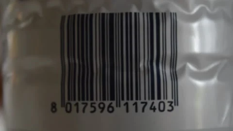 Product commerce barcode symbol technology. bar code focus movement Video stock 172528184
