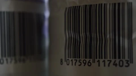Product commerce barcode symbol technology. bar code focus movement Video stock 172528286
