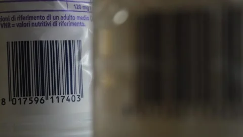 Product commerce barcode symbol technology. bar code focus movement Video stock 172528468