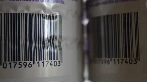 Product commerce barcode symbol technology. bar code focus movement Video stock 172528504