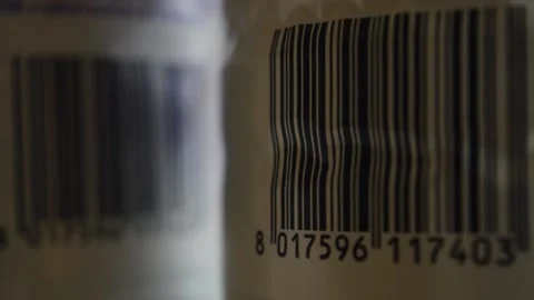 Product commerce barcode symbol technology. bar code focus movement Video stock 172528571