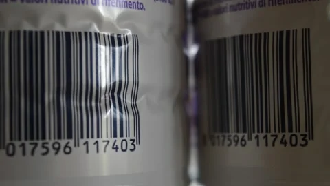 Product commerce barcode symbol technology. bar code focus movement Video stock 172528589