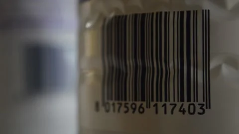 Product commerce barcode symbol technology. bar code focus movement Video stock 172528652