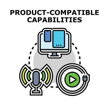 Product compatible capabilities linking multimedia and devices 스톡 일러스트