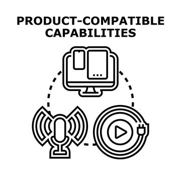Product compatible capabilities linking multimedia and devices 스톡 일러스트