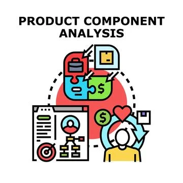 Product component analysis vector concept illustration 스톡 일러스트