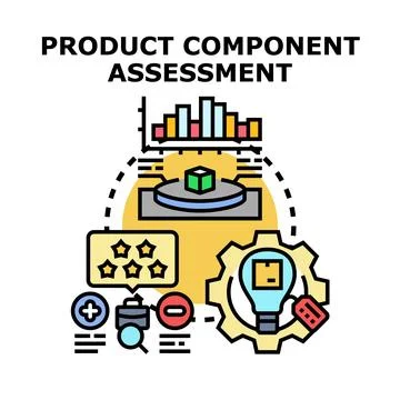 Product component assessment identifying quality and feedback Stock Illustration