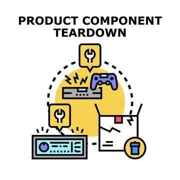 Product component teardown process and disassembling electronics Stock Illustration