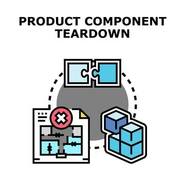 Product component teardown process, assembling and disassembling Stock Illustration