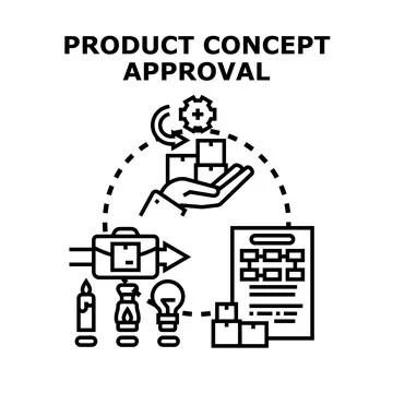 Product concept approval development process illustration Stock Illustration