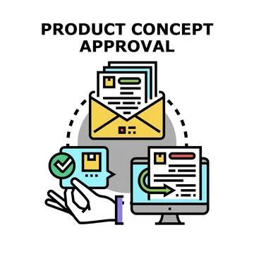 Product concept approval process workflow document review Stock Illustration