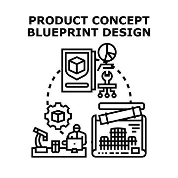 Product concept blueprint design development process Stock Illustration