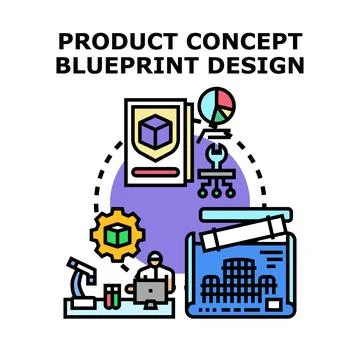 Product concept blueprint design development process Stock Illustration