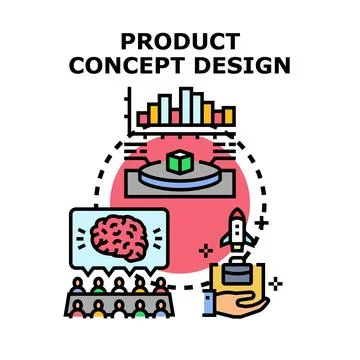 Product concept design process innovation and development meeting Stock Illustration