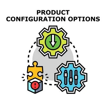 Product configuration options selecting customizable settings icon Stock Illustration