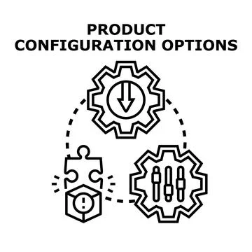 Product configuration options selecting customizable settings icon Stock Illustration