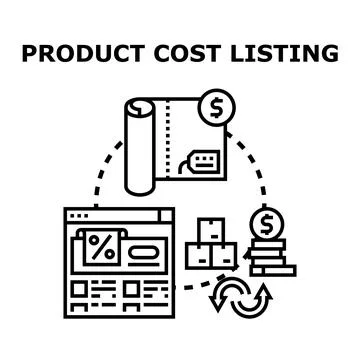 Product cost listing and optimization process icon Stockillustratie