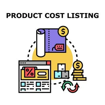 Product cost listing and optimization process icon Stock Illustration