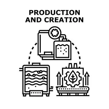 Product creation and manufacturing process production line Stock Illustration