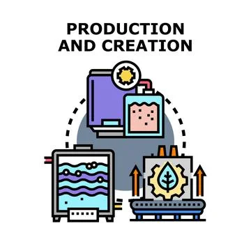 Product creation and manufacturing process production line Stock Illustration
