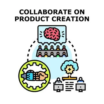 Product creation developing team collaborating technology concept Stock Illustration