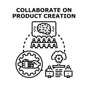 Product creation developing team collaborating technology concept Ilustración de archivo