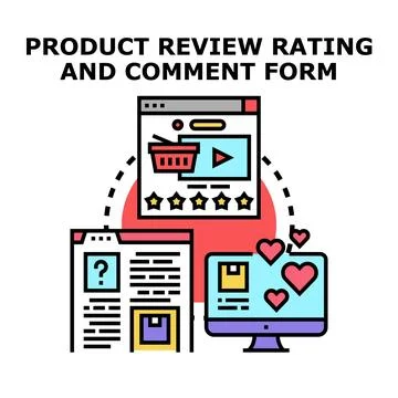 Product customer review rating and comment form concept Illustrazione stock