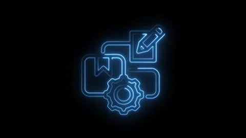 Product customization neon design concept with gear icon on black backgroun.. Stock Footage 312311896