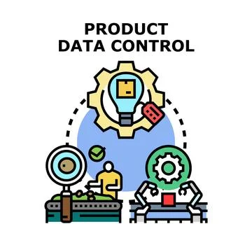 Product data control system managing information flow Illustrazione stock