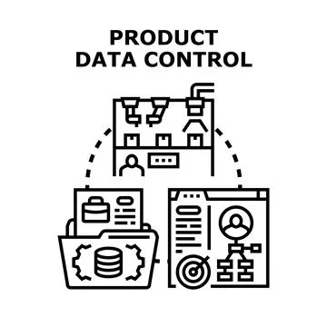 Product data control system managing information flow Illustrazione stock