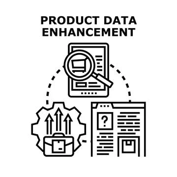 Product data enhancement improving e commerce quality online Stock Illustration