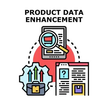 Product data enhancement improving e commerce quality online Stock Illustration