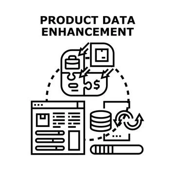 Product data enhancement process with digital solutions Illustrazione stock