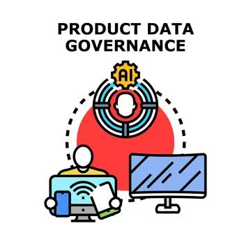 Product data governance concept managing digital information Stock Illustration