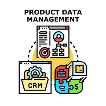 Product data management concept connecting customer and business processes Stock Illustration