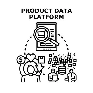 Product data platform managing information for customer experience Stock Illustration