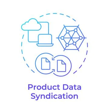 Product data syndication blue gradient concept icon Illustrazione stock