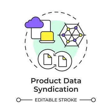 Product data syndication multi color concept icon Stock Illustration
